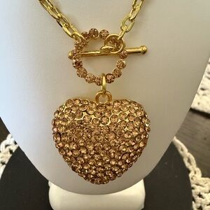 Gold Heart Pendant Necklace 16-18”